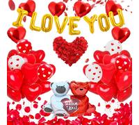 Kit de Decoración para día de Romántico, Decoraciones Románticas con Globos, 1000 unidades de Pétalos de Rosa, Amor Romántico, para San Valentín, Bodas, Aniversarios y Confesiones de Amor