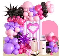 Kit de Decoración para Fiestas Globos Negros Rojos Morados Rosas Guirnalda Arco Star Temática Guirnalda de Globos