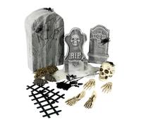 Kit De Decoraciones De Halloween De 24 Piezas Cementerio Tumba Calavera Huesos