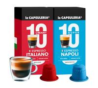 Kit de degustación de café (200 cápsulas) compatibles con Nespresso, Espresso italiano + Espresso Napoli, intensos y cremosos, 2 cajas de 100 cápsulas, para verdaderos amantes del espresso italiano