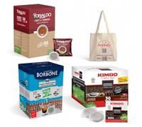 Kit de degustación de cápsulas de café italianas de los mejores tostadores, KIMBO ESPRESSO NAPOLI X50 - BORBONE DECISA X50 - TORALDO FORTE E CREMOSO X50 + un regalo sorpresa de JOYTALY
