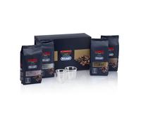 Kit de degustación de granos de café Kimbo for De'Longhi, 4x250g, y dosvasos de café Espresso