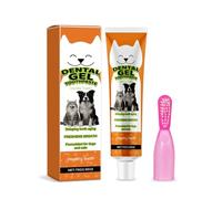 Kit de dentifrice pour chien et chat avec brosse à dents pour doigt, gel de dentition à la vanille pour une haleine fraîche et une hygiène bucco-dentaire optimale.