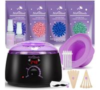 Kit de depilación, máquina calentadora digital para depilación con 4 paquetes de cuentas duras y olla de cera de silicona para cuerpo completo, piernas, cara, cejas, bikini, kit de depilación