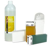 Kit de Depilación Roll On Calentador + 2 Cartuchos de Cera Roll On (Miel y Aloe Vera) + 100 Bandas Depilatorias + Aceite Post Depilatorio