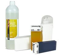 Kit de Depilación Roll On Calentador + 2 Cartuchos de Cera Roll On (Miel y Azuleno) + 100 Bandas Depilatorias + Aceite Post Depilatorio