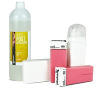 Kit de Depilación Roll On Calentador + 2 Cartuchos de Cera Roll On (Rosa) + 100 Bandas Depilatorias + Aceite Post Depilatorio