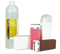 Kit de Depilación Roll On Calentador + 2 Cartuchos de Cera Roll On (Rosa y Chocolate) + 100 Bandas Depilatorias + Aceite Post Depilatorio