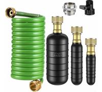 Kit de desbloqueo de drenaje, 3 vejigas, manguera retráctil, válvula de control y accesorio de latón para una limpieza eficaz de fontanería de fregadero y ducha (verde)