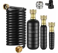 Kit de desbloqueo de drenaje, 3 vejigas, manguera retráctil, válvula de control y ajuste de latón para una limpieza eficaz de fontanería de fregadero y ducha (negro)
