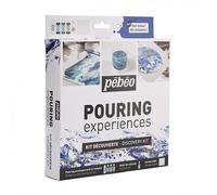 PEBEO Kit découverte Pouring 4x59ml + Silicone 50ml Medio de vertido, Acrílica, Blanco, Azul, Turquesa, Dorado, Juego de 5 piezas, 50
