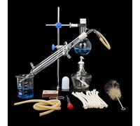 Kit de destilación de alcohol y aceite esencial para el hogar. Aparato destilador 100ml. Equipo de laboratorio para experimentos químicos. Juego de 10 piezas de cristalería para crear tu propio aceite