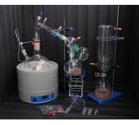 Kit de destilación de recorrido corto de vidrio de 5000 ml con trampa de frío y manta calefactora magnética: configuración completa de laboratorio for destilación fraccionada de 220 V