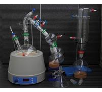 Kit de destilación de vidrio de corta distancia con trampa de frío y camisa de calentamiento magnético - 2000 ml Equipo de laboratorio for destilación fraccionada