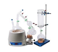 Kit de destilación para extracción de aceites esenciales | Configuración de laboratorio de 2 litros con manto calefactor, agitador y trampa fría