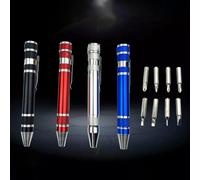 Kit de destornillador de bolsillo portátil, juego de herramientas manuales de precisión estilo bolígrafo de 8 bits con puntas magnéticas, acero al cromo vanadio y construcción de aluminio