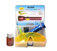 Kit de detección de fugas de CA - Probador UV de 40 ml | Conjunto de detección de fugas de tinte fluorescente - Linterna de bolsillo, gafas, jeringa, herramienta para aire acondicionado de coche