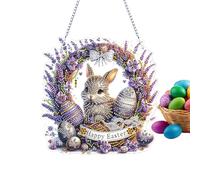 Kit de diamantes de imitación de conejo de Pascua | Kit de arte de gemas de huevo de conejo acrílico para ventana, decoración del hogar y jardín, kits de colgar de pared para sala de estar, dormitorio