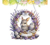 Kit de diamantes de imitación de conejo de Pascua | Kit de arte de gemas de huevo de conejo de doble cara de Pascua | colgante de vacaciones, kits de colgar en la pared del hogar para sala de