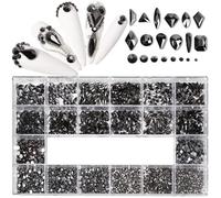 Kit de diamantes de imitación para decoración de uñas, 2500 Uds., en caja, 21 rejillas, conjunto de tamaños mixtos, 1 pieza, decoraciones de cristal, piedras preciosas planas 3D AB, hemitato Jet, 2500