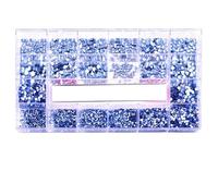Kit de diamantes de imitación para decoración de uñas con diamantes brillantes, juego de decoraciones de cristal, 1 Uds, caja de rejillas, 21 formas de 2500 Uds.-azul claro, 2500 Uds.
