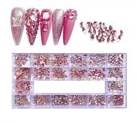 Kit de diamantes de imitación para decoración de uñas con diamantes brillantes, juego de decoraciones de cristal, 1 Uds, caja de rejillas, 21 formas de 2500 Uds.-rosa 2500 Uds.
