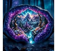 Kit de Diamond Painting 5D Cascada Bosque,Pintura con Diamantes para Adultos, Arte de cristal de colores DIY, Kit de arte con gemas para principiantes, Cuadro Decorativo para Pared del Hogar,30x30cm