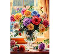 Kit de Diamond Painting 5D Rosa, Cuadro de Rosas DIY, Pintura de Diamantes Completa para Adultos y Niños, Decoración de Pared o Regalo,Adultos Pintar con Diamantes,Pintura Diamante para Hogar,30x40cm