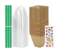 Kit De Dibujo - Juego De Macetas De Jardinería | Kit De Invernadero De Interior Para Cultivo De Jardín Para Niños | 30 Macetas De Papel, Juguetes STEM Para Niños Y Niñas De 5 A 12 Años, Rey