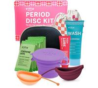 Kit de disco menstrual - Pixie Cup Kit de iniciación de disco del primer período + esterilizador de disco menstrual para mujeres y niñas - Contenedor para almacenamiento - Solución de viaje portátil