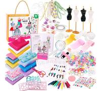 Kit de diseño de para niños, kit de estudio de para niñas | Kit de artes y manualidades de piezas | creativo de diseño de vestidos con 2 maniquíes para niñas, aprende a coser ropa para muñecas, Ha