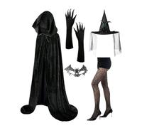Kit de disfraces de escenario - Capa de calcetines de encaje | Vestido de mascarada de brujas de Witch atueño de Halloween Party, Cape Cape Set Women’s Nightwear | Elegante conjunto de bruja con sombr