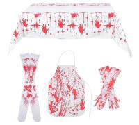 Kit de disfraz de Halloween con disfraz de cosplay sangriento, mantel sangriento, suministros de Halloween,