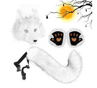 Kit de disfraz de lobo, accesorios de lobo sintético de Halloween, ropa de de animales para cosplay, carnaval, Halloween, Navidad, actuaciones, juego de rol, mascarada