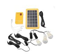 Kit de doméstico con generador de panel de energía solar con 3 bombillas LED, lámpara solar, luz de emergencia, 4 cabezales, carga USB for jardín al aire libre Para bricolaje(3W-3Bulb)