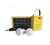 Kit de doméstico con generador de panel de energía solar con 3 bombillas LED, lámpara solar, luz de emergencia, 4 cabezales, carga USB for jardín al aire libre Para bricolaje(3.5W-2Bulb)