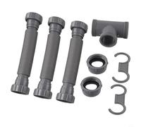 Kit de drenaje ajustable para fregadero doble con tubos de trampa P de 1-1/2 pulgadas y 1-1/4 pulgadas, sistema de drenaje de plástico flexible para cocina o baño, incluye adaptadores y