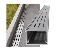 Kit de drenaje de canal de acero inoxidable, sistema de drenaje delgado para patio, entrada, uso al aire libre, con rejilla eficaz solución de gestión del agua