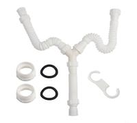 Kit de drenaje de doble lavabo con 20 cm mínimo y 80 cm de longitud máxima de extensión para instalaciones de tuberías G1-1/2 y G1-1/4