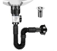 Kit de drenaje de recogedor de pelo desplegable con tapón superior abatible y boquilla descendente de ABS flexible compatible con aberturas de drenaje de fregadero de 1.5 pulgadas (negro)