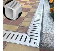Kit de drenaje de zanja para exteriores con rejilla de metal para base de ducha, desagües de canal para un drenaje eficaz del agua, duradero y fácil de instalar, ideal para patios y entradas