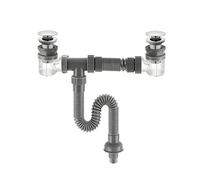 Kit de drenaje for fregadero de doble tazón: programa de tubería de drenaje antiolor 2 en 1 con tubo extendido for baño(Vertical,80cm/31in)