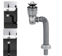 Kit de drenaje para fregadero de baño con tubo de drenaje flexible y expandible para fregadero de baño, tubo de drenaje antiolor para orificio de drenaje de 1-1/4 pulgadas, 1-1/2 pulgadas y 2 pulgadas