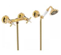 Kit de ducha con grifo bimando estilo vintage con acabado dorado Clasic TRES
