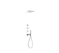 Kit de ducha con grifo monomando para empotrar en acero inoxidable con acabado cromado de tres vías TRES