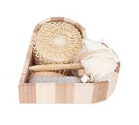 Kit de ducha de baño, juego de ducha de esponja de baño, elimina la piel muerta, agarre cómodo, caja de almacenamiento en forma de corazón para uso doméstico