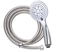 Kit de ducha de mano con 5 posiciones de hidromasaje NAV extraplano con flexo de acero inoxidable. Ducha fabricada en ABS con acabados en cromo brillo. Recambios originales garantizados