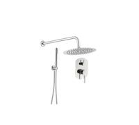 Kit de ducha empotrada a pared con rociador y maneta monomando de acabado cromado Duero de Valaz - 25 cm