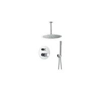 Kit de ducha empotrada a techo con rociador redondo monomando en cromado Besaya de Valaz - 25 cm