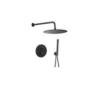 Kit de ducha empotrada con rociador redondo monomando en negro mate Besaya de Valaz - 25 cm